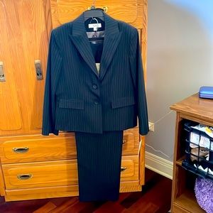 New with tags women’s Black pinstripe suit; size 14P